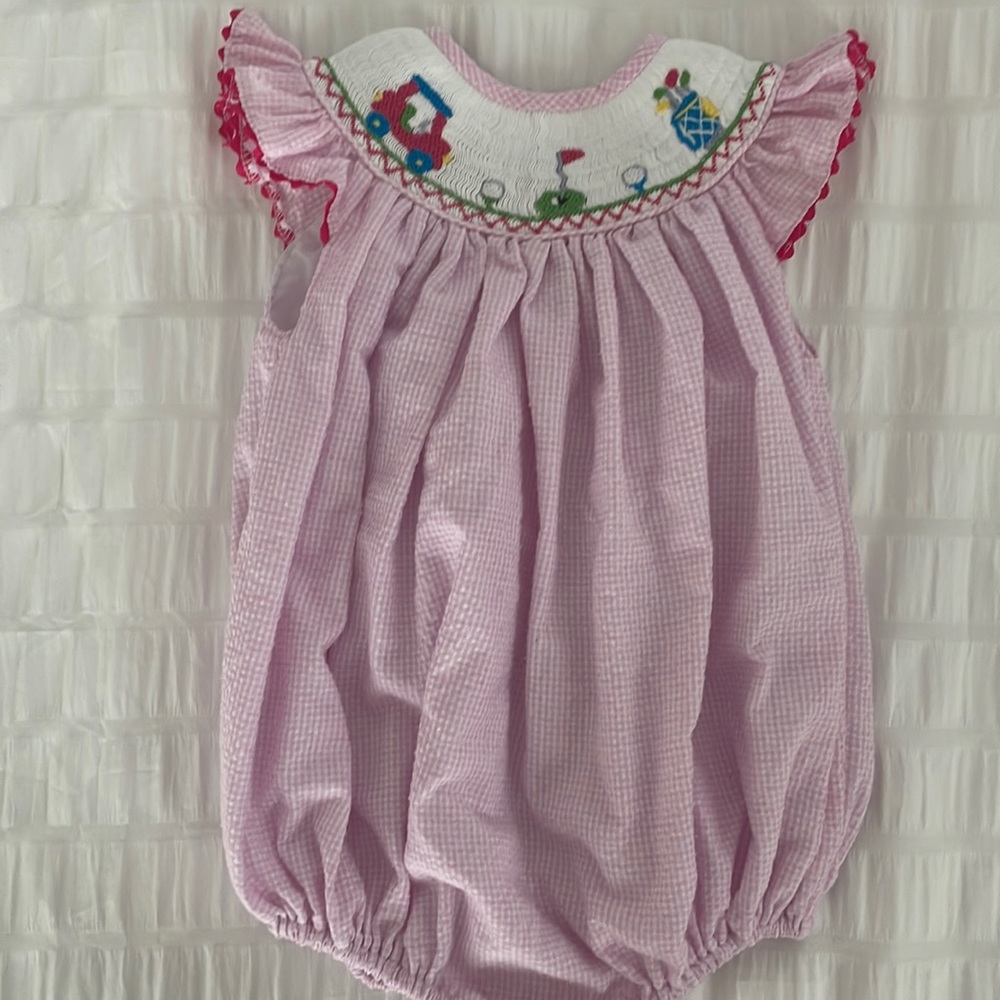 Smockingbird Pink and White Gingham Golf Bubble